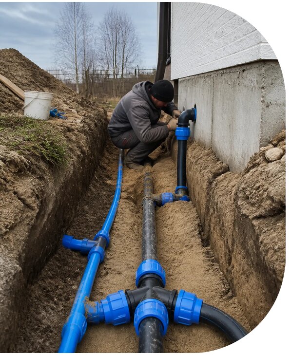 Монтаж наружного водопровода на участке под ключ в Армавире